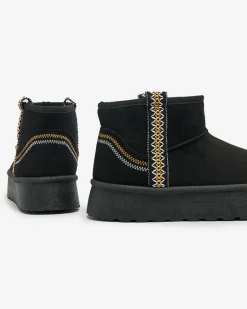 New Krótkie damskie buty a'la śniegowce z ozdobą Erititta Śniegowce|Botki Z Delikatnym Ociepleniem