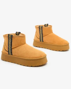 Best Krótkie damskie buty a'la śniegowce z ozdobą Erititta Śniegowce|Botki Z Delikatnym Ociepleniem
