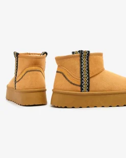 Best Krótkie damskie buty a'la śniegowce z ozdobą Erititta Śniegowce|Botki Z Delikatnym Ociepleniem