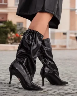 Krótkie kozaki damskie Solii Kozaki Na Obcasie|Kozaki Bez Ocieplenia