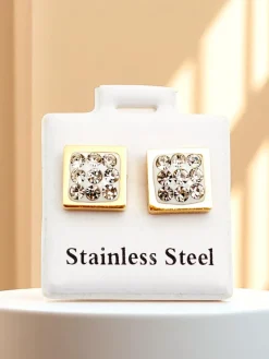 Sale Kwadratowe kolczyki damskie z cyrkoniami Damskie Biżuteria