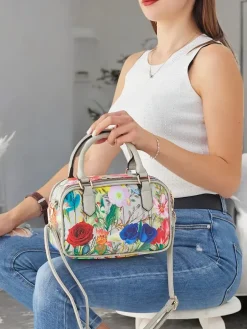 Hot Kwiecista torebka damska typu kuferek Damskie Małe Torebki