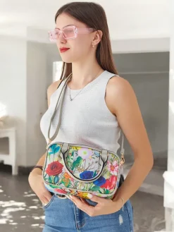 Hot Kwiecista torebka damska typu kuferek Damskie Małe Torebki