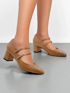 Hot Lakierowane damskie czółenka na słupku z paseczkami Ovigs Klasyczne