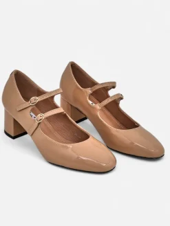 Hot Lakierowane damskie czółenka na słupku z paseczkami Ovigs Klasyczne