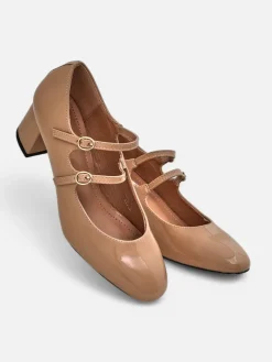 Hot Lakierowane damskie czółenka na słupku z paseczkami Ovigs Klasyczne