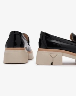 Online Lakierowane czarne mokasyny z kolorowymi kamyczkami Sarix Mokasyny Na Płaskiej Podeszwie|Półbuty