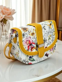 New Mała damska torebka z eko skóry w kwiaty Ori Elle Damskie Małe Torebki