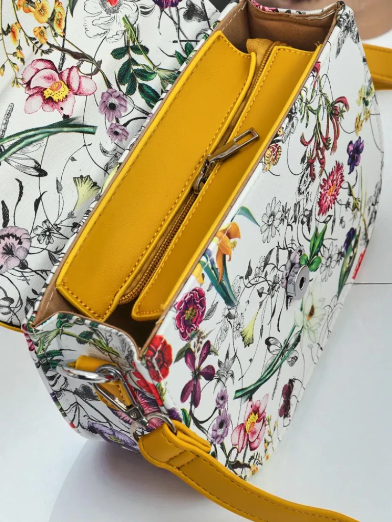 New Mała damska torebka z eko skóry w kwiaty Ori Elle Damskie Małe Torebki