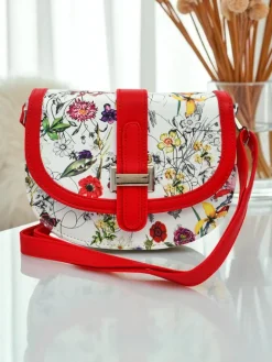 Discount Mała damska torebka z eko skóry w kwiaty Ori Elle Damskie Małe Torebki