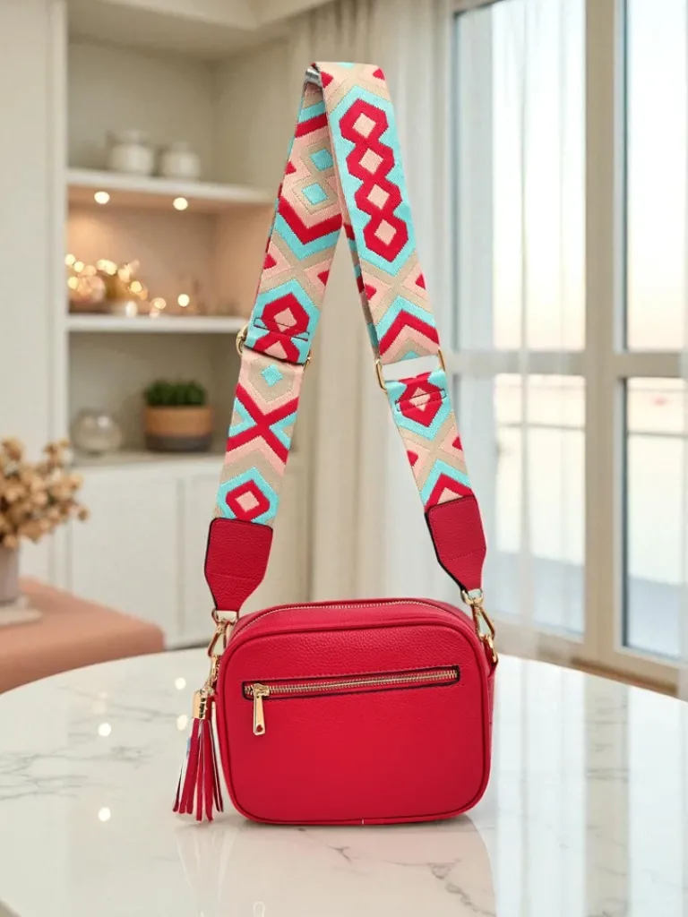 Discount Mała damska torebka z eko skóry z kolorowym paskiem Kovi Lace Damskie Małe Torebki