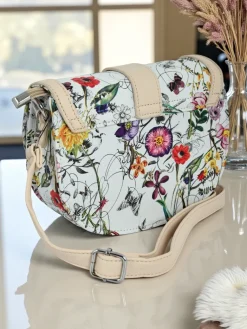 New Mała damska torebka z eko skóry w kwiaty Ori Elle Damskie Małe Torebki