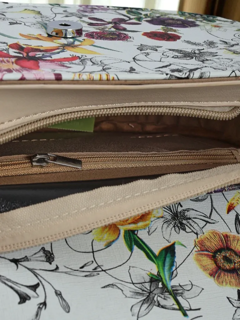 New Mała damska torebka z eko skóry w kwiaty Ori Elle Damskie Małe Torebki