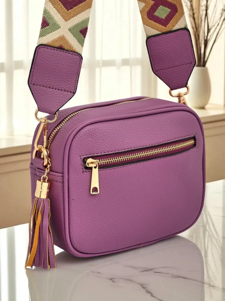 Mała damska torebka z eko skóry z kolorowym paskiem Kovi Lace Damskie Małe Torebki