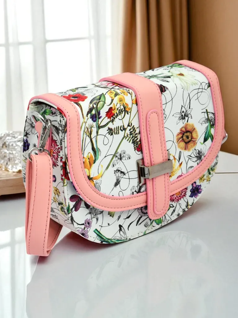 New Mała damska torebka z eko skóry w kwiaty Ori Elle Damskie Małe Torebki