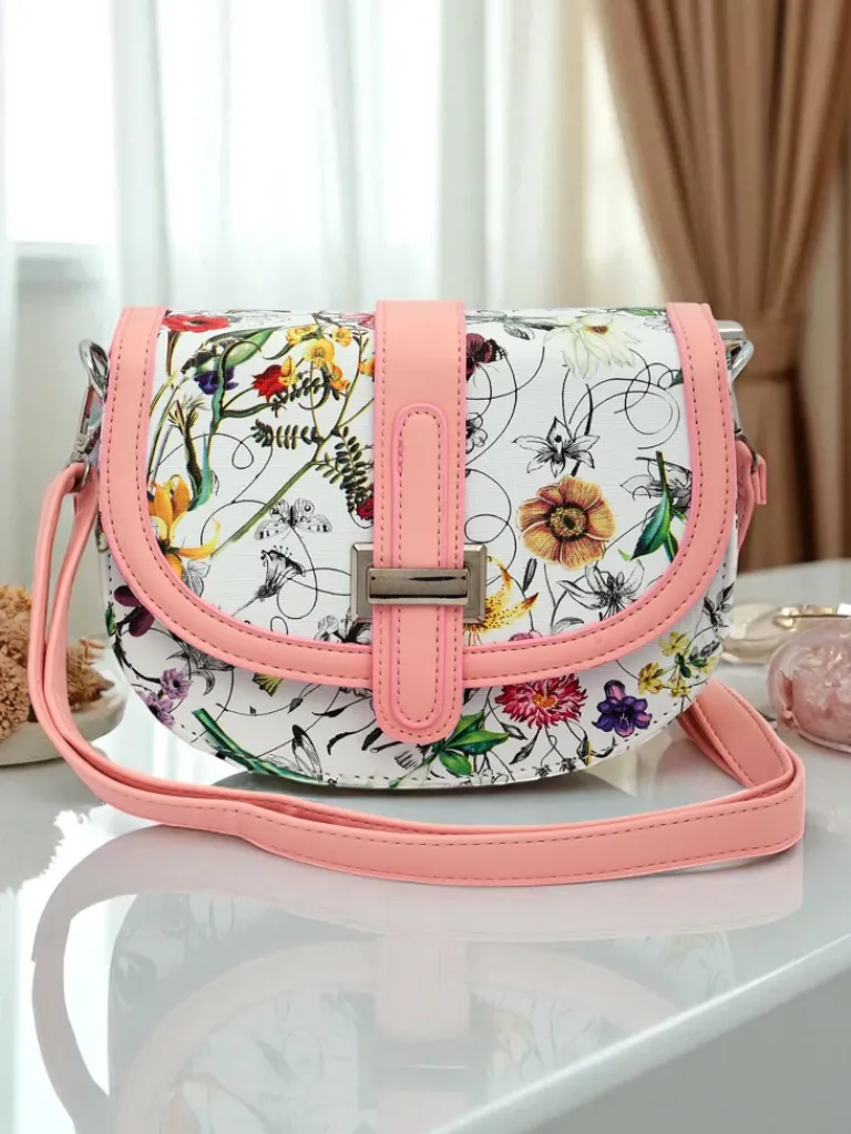 New Mała damska torebka z eko skóry w kwiaty Ori Elle Damskie Małe Torebki