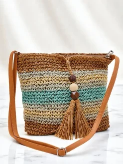 Online Mała słomiana torebka damska Stripe Charm Mini Damskie Wiklinowe I Słomiane