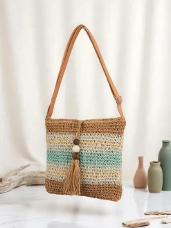 Online Mała słomiana torebka damska Stripe Charm Mini Damskie Wiklinowe I Słomiane