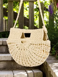 Mała słomiana torebka damska Mini Moon Straw Damskie Wiklinowe I Słomiane