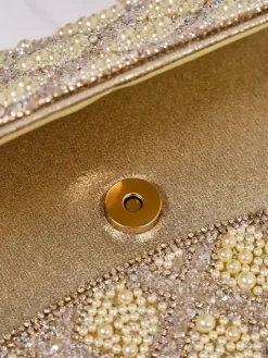 Discount Mała torebka damska z cyrkoniami i perełkami Damskie Małe Torebki