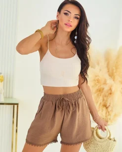 Sale Materiałowe krótkie spodenki damskie Szorty|Krótkie Spodenki