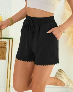 Online Materiałowe krótkie spodenki damskie Szorty|Krótkie Spodenki