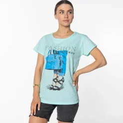 Hot Miętowa damska koszulka z nadrukiem Bluzki / Koszule / Koszulki