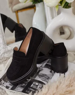 Online Mokasyny damskie na słupku Narvoti Półbuty|Mokasyny Na Obcasie