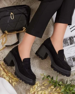 Online Mokasyny damskie na słupku Narvoti Półbuty|Mokasyny Na Obcasie