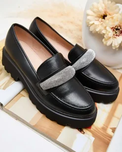 Best Mokasyny damskie z cyrkoniami Emerne Półbuty|Mokasyny Na Płaskiej Podeszwie