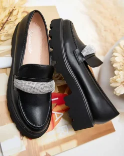 Best Mokasyny damskie z cyrkoniami Emerne Półbuty|Mokasyny Na Płaskiej Podeszwie