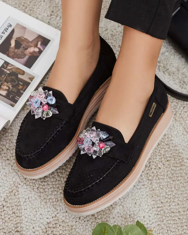 Hot Mokasyny z kolorowymi kamyczkami Restea Mokasyny Na Płaskiej Podeszwie|Półbuty