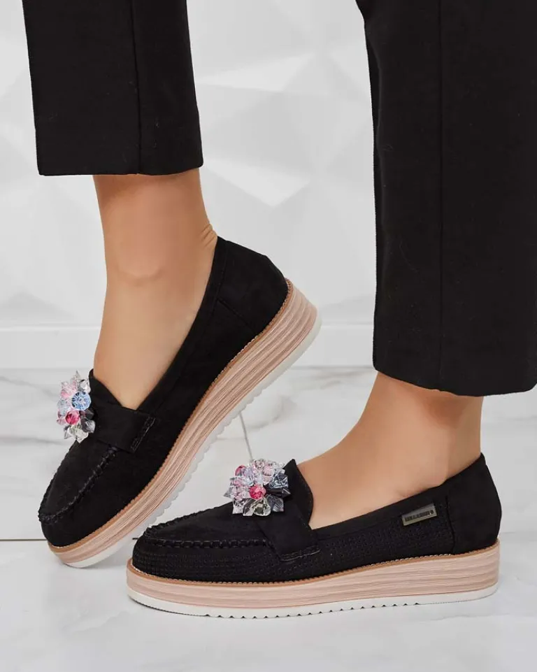 Hot Mokasyny z kolorowymi kamyczkami Restea Mokasyny Na Płaskiej Podeszwie|Półbuty