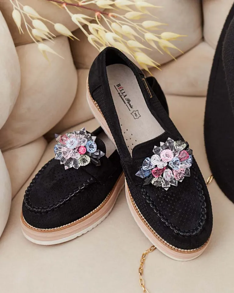 Hot Mokasyny z kolorowymi kamyczkami Restea Mokasyny Na Płaskiej Podeszwie|Półbuty