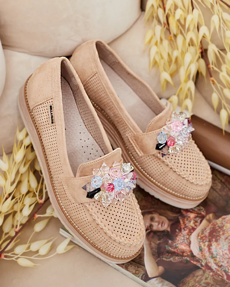 Mokasyny z kolorowymi kamyczkami Restea Półbuty|Mokasyny Na Płaskiej Podeszwie