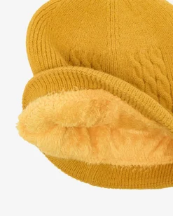 New Musztardowa ocieplana damska czapka Damskie Czapki I Kapelusze