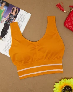 Hot Musztardowy damski biustonosz sportowy Sportowe