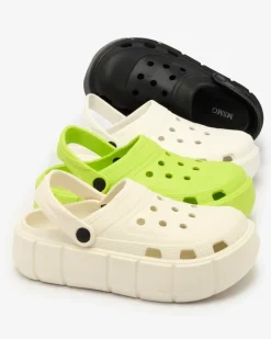 Outlet Neonowe zielone klapki damskie z ażurowym wykończeniem Mightty Klapki Basenowe|Klapki Płaskie