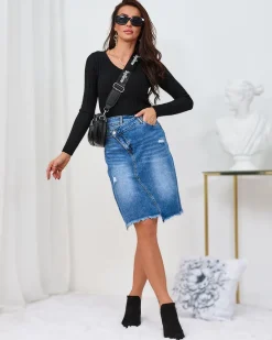 Best Niebieska jeansowa damska spódnica Spódnice