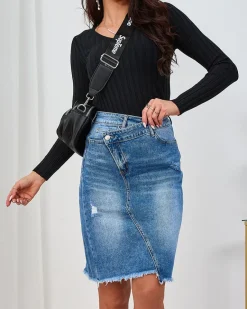 Best Niebieska jeansowa damska spódnica Spódnice