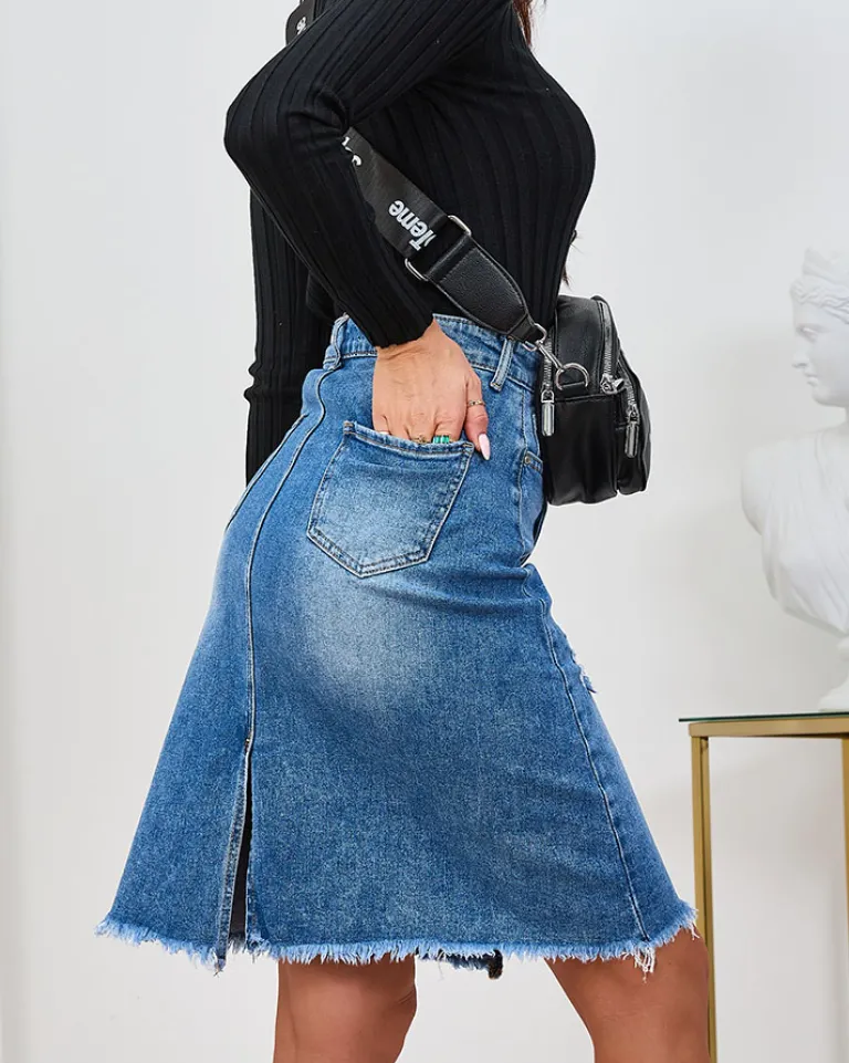 Best Niebieska jeansowa damska spódnica Spódnice