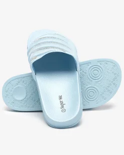 New Niebieskie damskie klapki z cyrkoniami Mytaris Klapki Basenowe|Klapki Płaskie