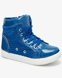 Niebieskie dziewczęce wysokie tenisówki Borris Dziewczęce