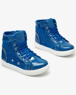 Niebieskie dziewczęce wysokie tenisówki Borris Dziewczęce