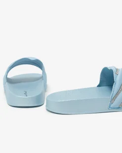 Niebieskie damskie klapki z cyrkoniami Erikis Klapki Płaskie