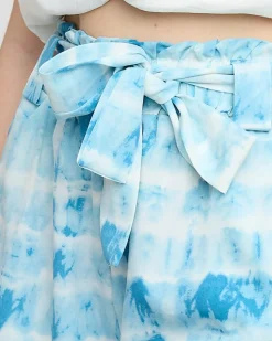 Best Niebieskie damskie materiałowe krótkie spodenki Szorty|Krótkie Spodenki