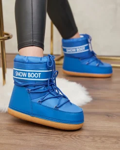 Online Niebieskie śniegowce damskie ze ściągaczem Soblesia Śniegowce|Botki Z Delikatnym Ociepleniem