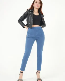 Sale Niebieskie tregginsy damskie Legginsy / Tregginsy