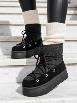 Best Śniegowce damskie sznurowane Filori Śniegowce|Botki Na Płaskim Obcasie