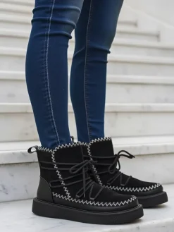 Hot Śniegowce damskie sznurowane Siozi Śniegowce|Botki Z Delikatnym Ociepleniem